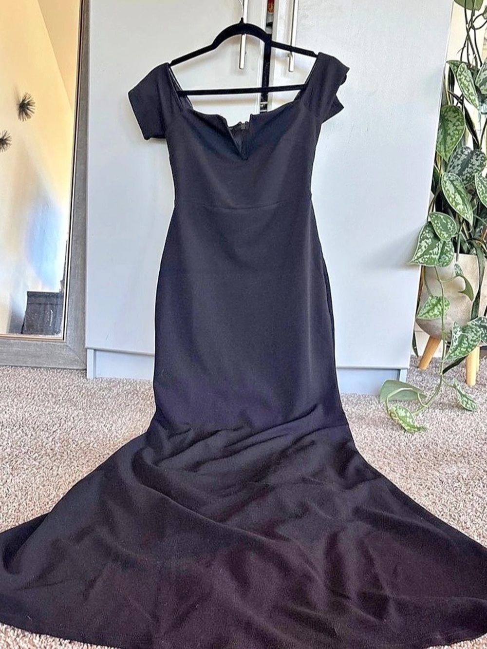 Lulus Lynne Black Off-the-Shoulder Maxi Dress Size Small